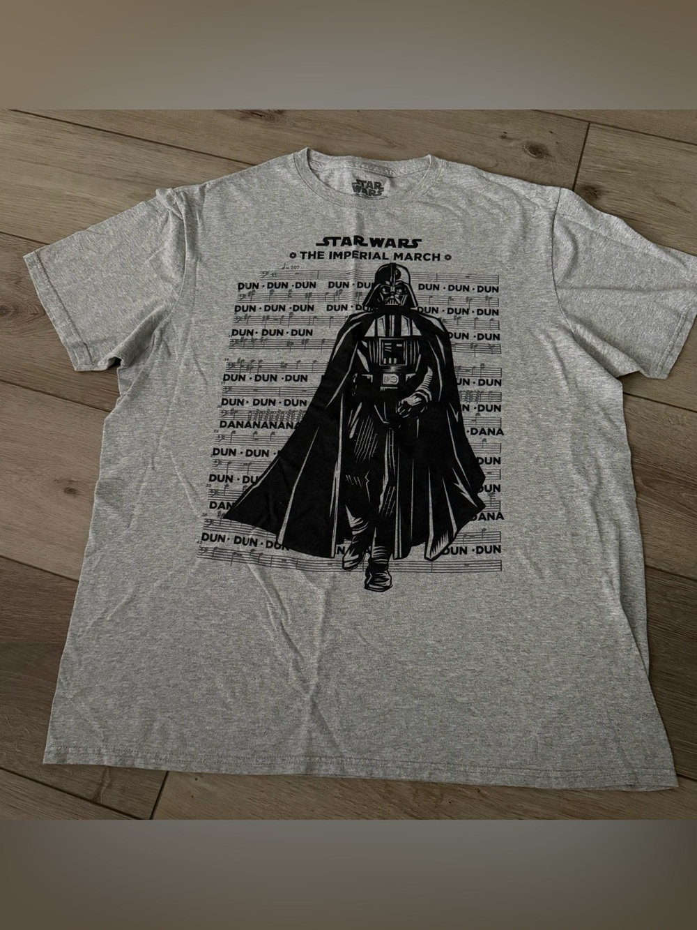Star Wars Grey Tee with Black Darth Vader Imperial March Graphic